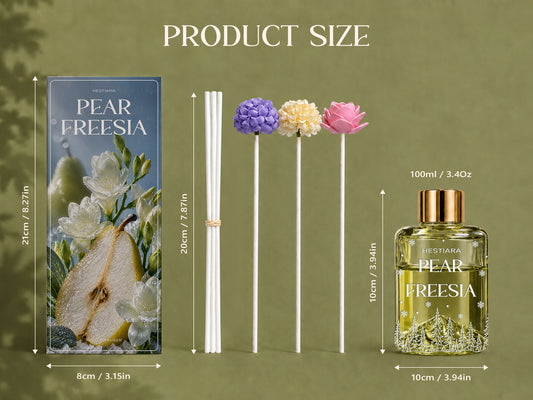 Hestiara Pear Freesia Reed Diffuser with Decorative Flower Reeds
