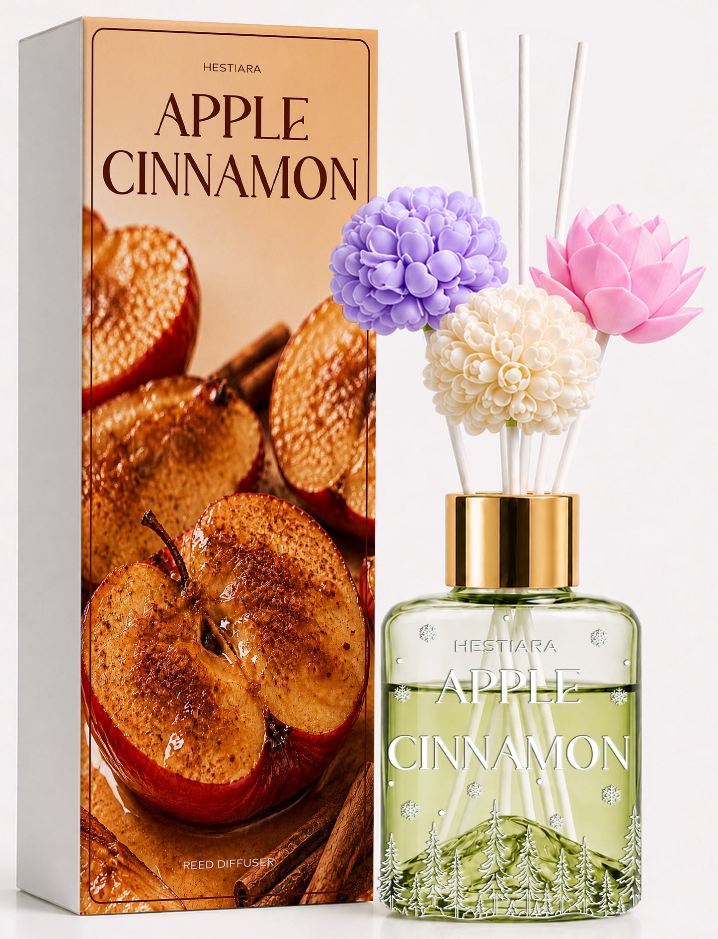 Hestiara Apple Cinnamon Reed Diffuser with Decorative Flower Reeds