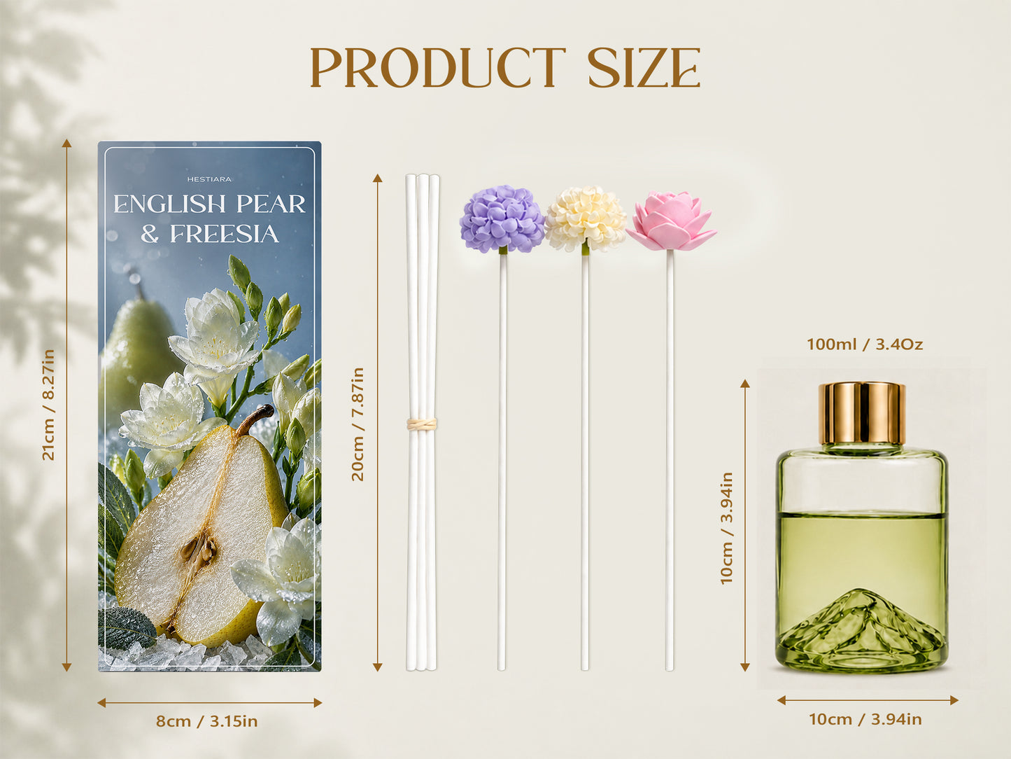 Hestiara Choco Vanilla Reed Diffuser with Decorative Flower Reeds