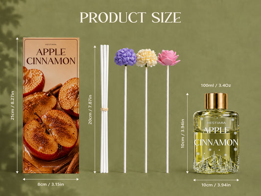 Hestiara Apple Cinnamon Reed Diffuser with Decorative Flower Reeds