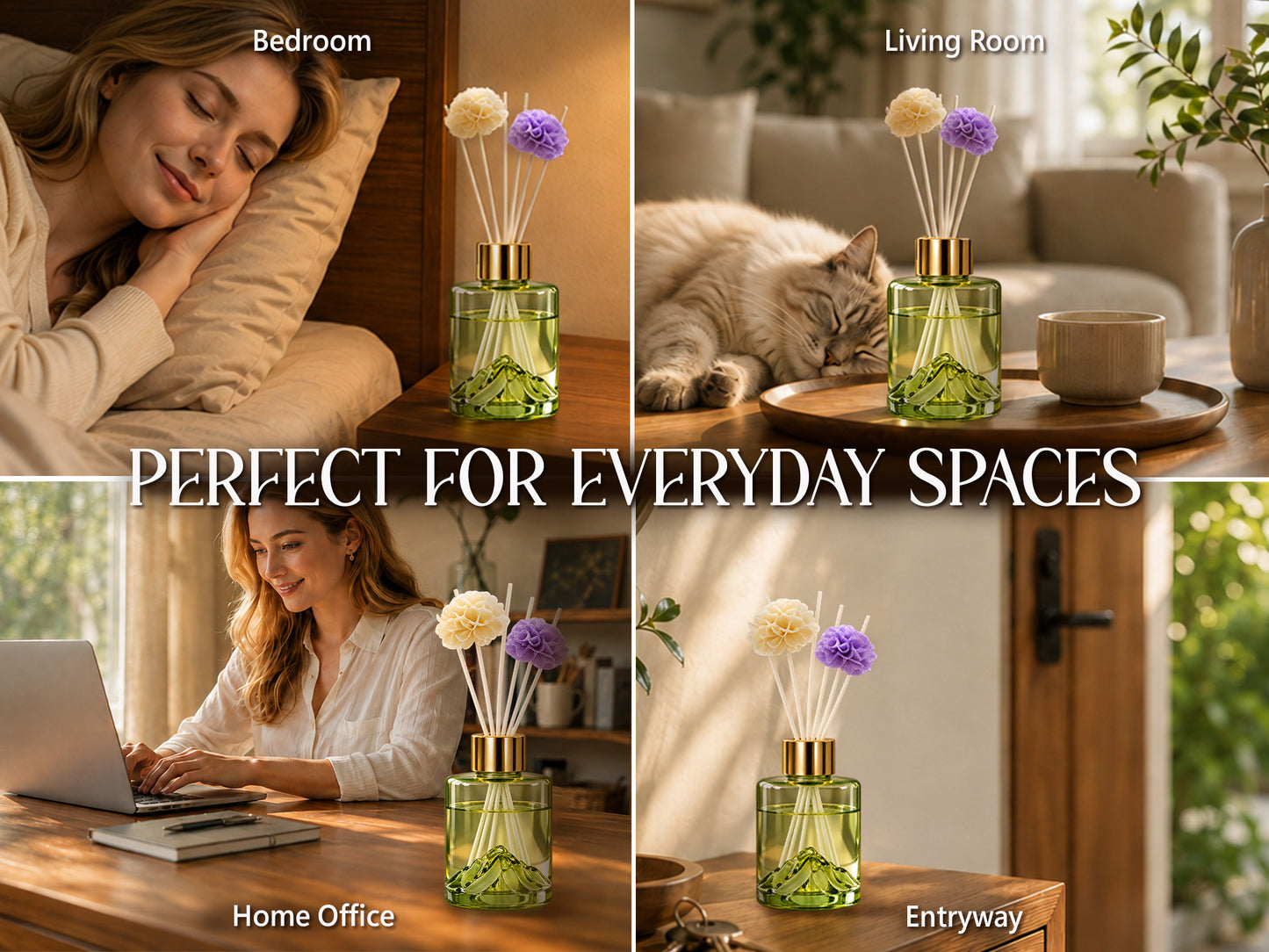 Hestiara Choco Vanilla Reed Diffuser with Decorative Flower Reeds